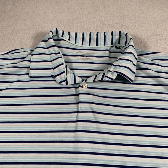 Peter Millar Polo Mens Extra Large Blue White Striped‎ Seaside Stretch - Picture 4 of 12